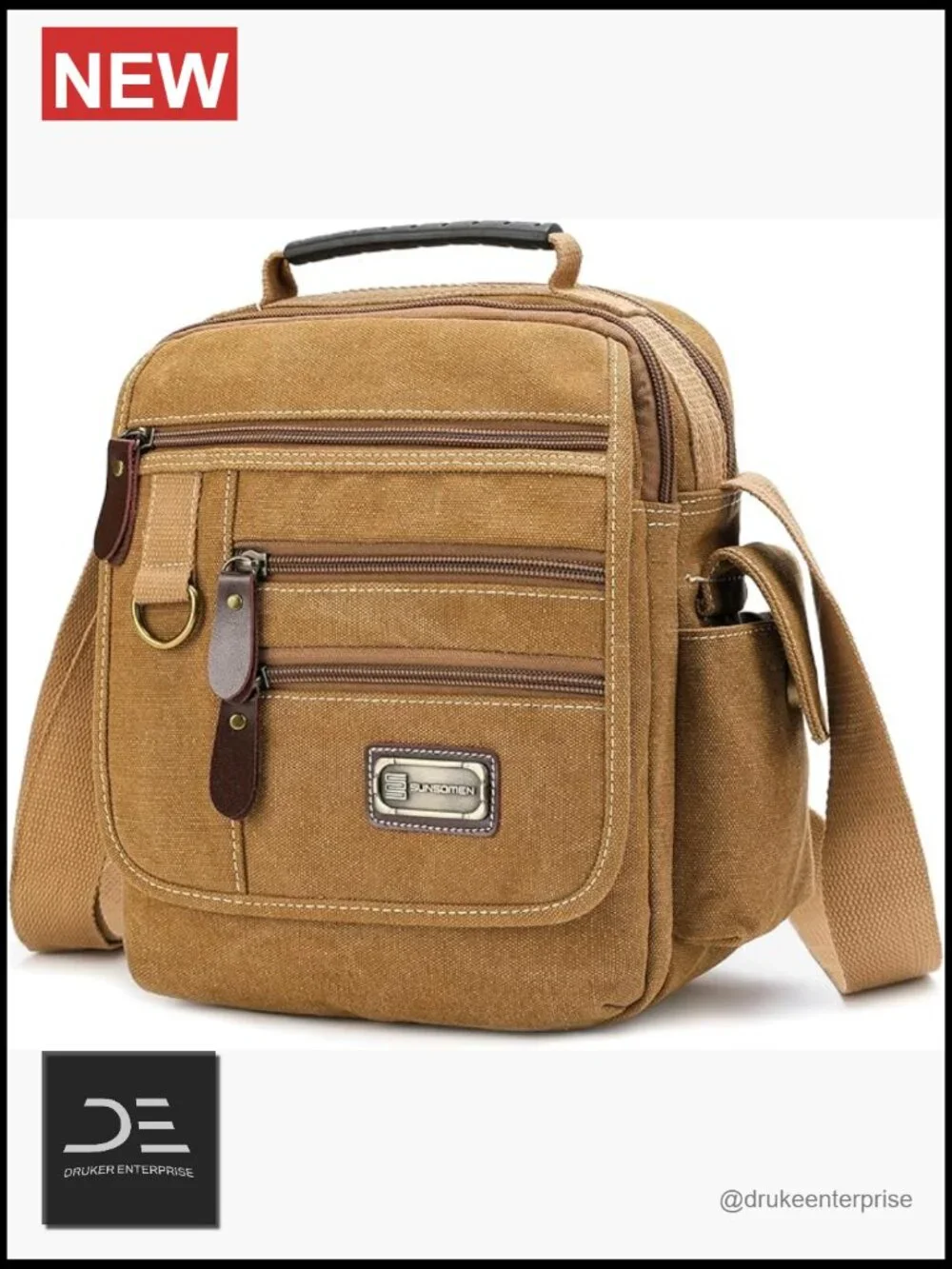 Canvas Shoulder Bag Small Messenger Crossbody Work Bag Multi-function